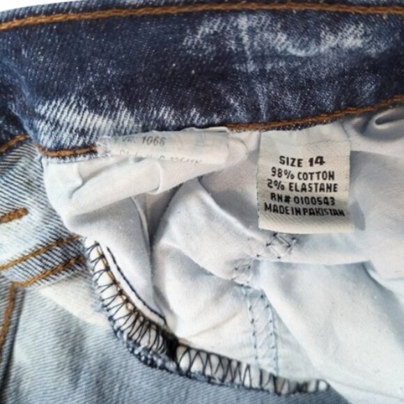 EVOLUTION IN DESIGN Blue Distressed Denim Bleached Paint Splatter Jeans Boys 14 - Picture 5 of 6